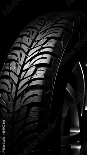 car's tire on a dark background