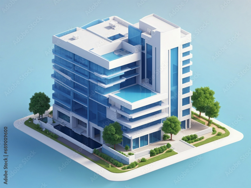 3d rendering isometric building Isolated on gradient background. home and office building. 3d rendering illustration. 3d rendering isometric building Isolated on gradient background. home and office building. 3d rendering illustration.