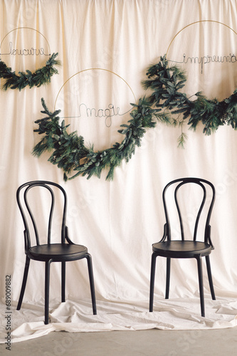 two chairs and table in the room