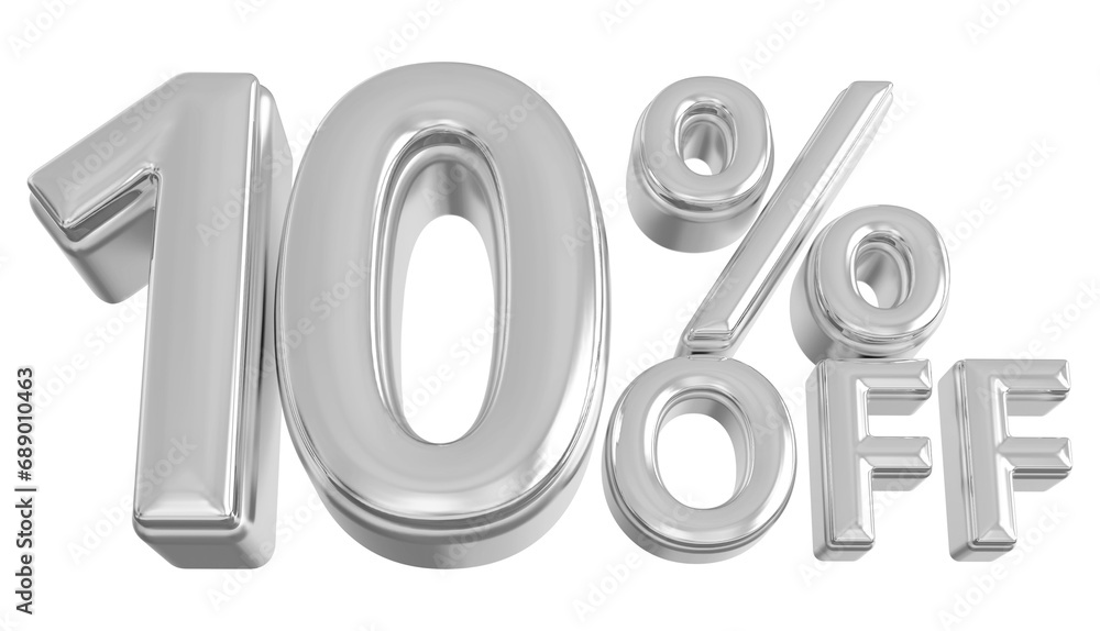 10 percent off sale discount silver - 3d number percent render 10 percent off sale discount silver - 3d number percent render