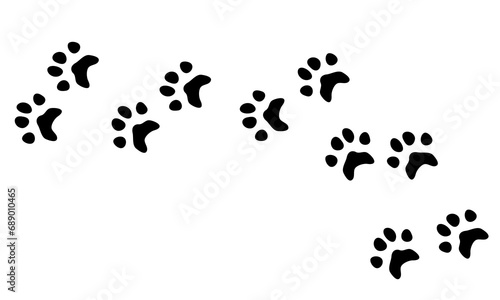 Cat track paw print  black on white   graphic design doodle style  minimalistic    domestic pet kitty cute animal for different design uses   card   book   banner  tattoo   fabric or other design 