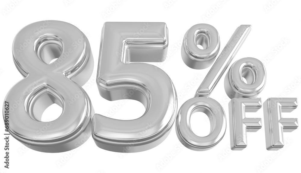 85 percent off sale discount silver - 3d number percent render 85 percent off sale discount silver - 3d number percent render