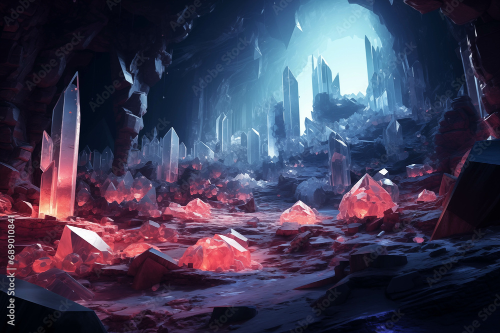 A Stunning Cave Filled with Vibrant Red Rocks Generative AI. Created ...
