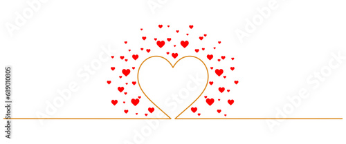Red Heart with golden line continues. element Valentine's day vector eps10