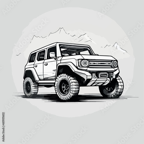 SUV in cartoon, doodle style. Isolated 2d vector illustration in logo, icon style, Eps 10. AI Generative