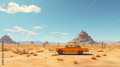 A cab car in the middle of the desert, a cab day, generative AI