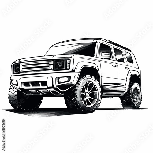 SUV in cartoon  doodle style. Isolated 2d vector illustration in logo  icon style  Eps 10. AI Generative