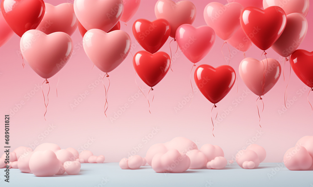 red and pink heart balloon background 