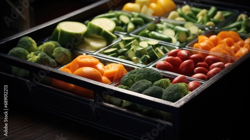 Frozen vegetables in the freezer.