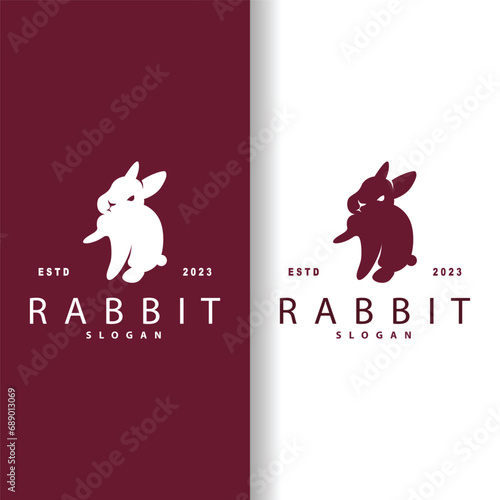 Rabbit logo design cute bunny simple animal silhouette illustration template