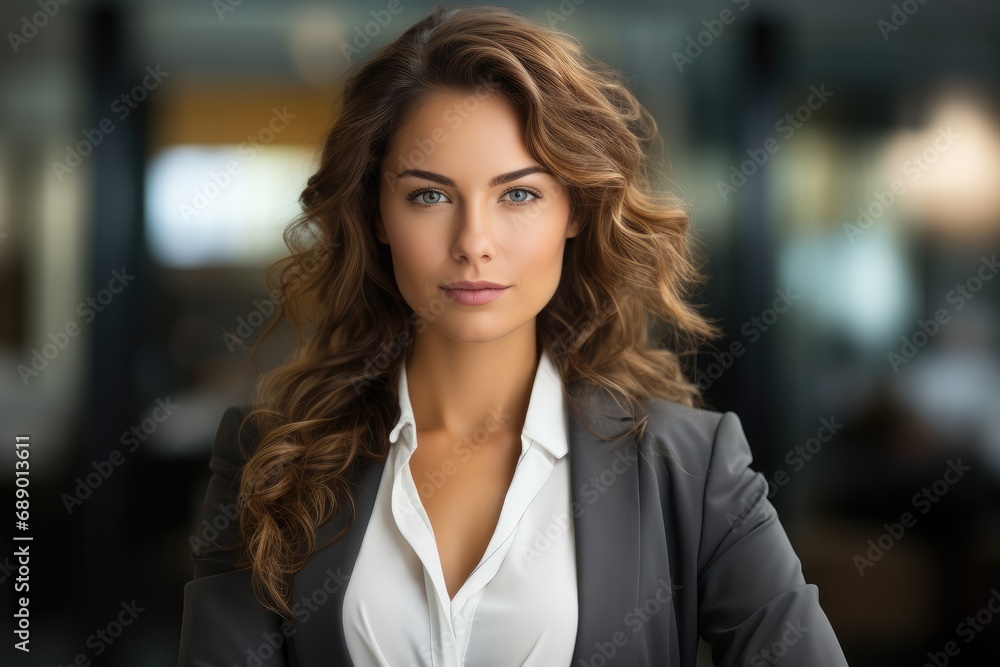 Portrait of a powerful, Proud and confident female executive businesswoman standing in a modern office. Portrait of a powerful, Proud and confident female executive businesswoman standing in a modern office.