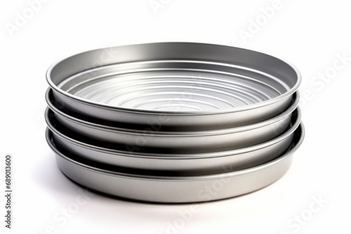 Some stacked baking pans isolated on a white background
