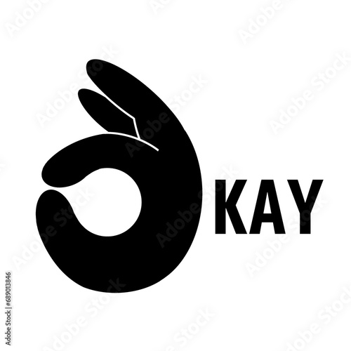 black okay ok hand gesture icon sign isolated on white vector illustration fine