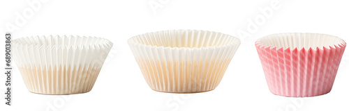 Assorted Cupcake Liners Isolated on White Background photo
