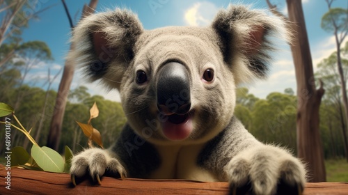 Happy koala gives a thumb up.