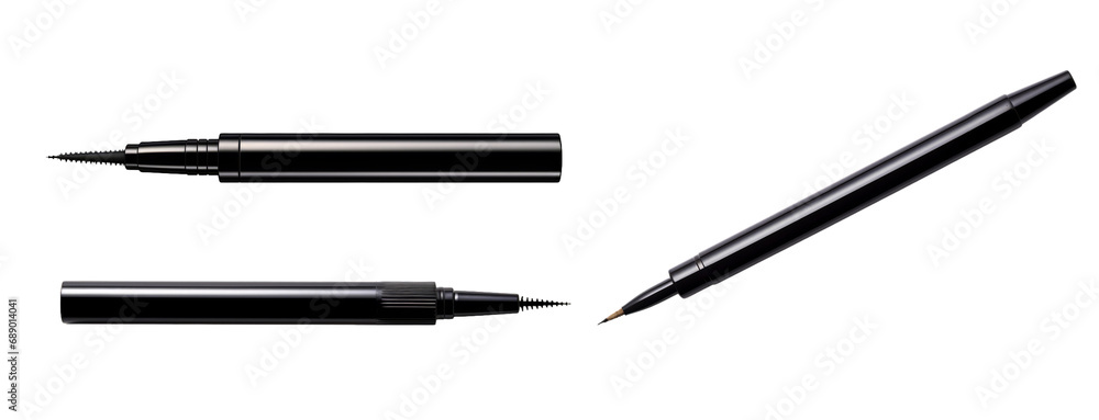 Elegant Black Fountain Pen and Liner Pen Isolated on White Background Elegant Black Fountain Pen and Liner Pen Isolated on White Background