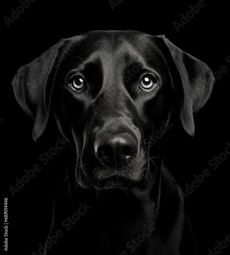 Wallpaper Mural Black labrador dog portrait isolated on black background. Generative AI. Torontodigital.ca