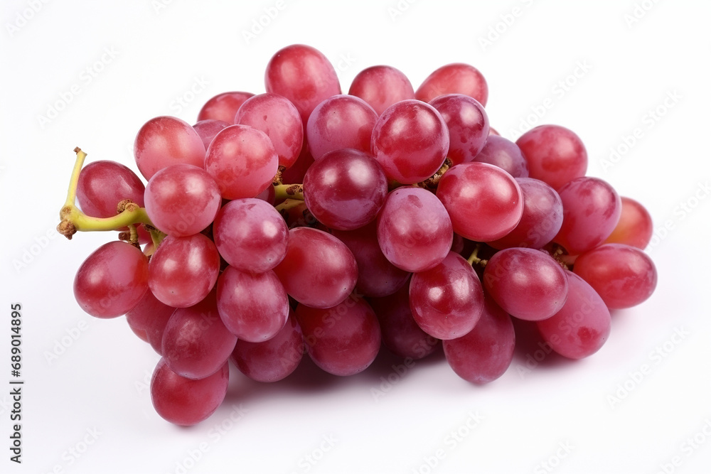 Red grape with leaves on a white background Red grape with leaves on a white background