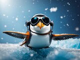 A penguin pilot with aviator goggles