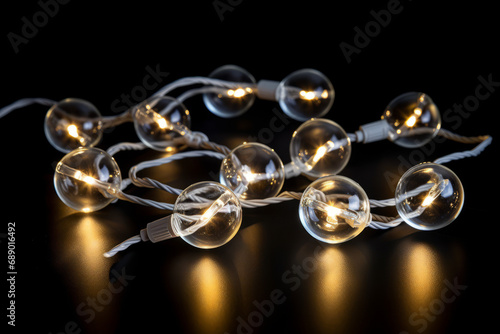 String of light bulbs on a black background