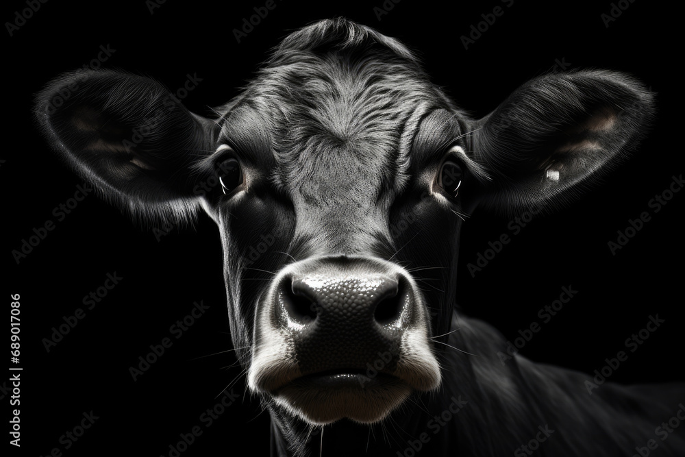 black cow looking straight at the camera black cow looking straight at the camera