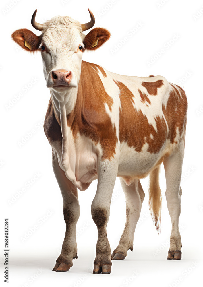 image of a cow side view, white background image of a cow side view, white background
