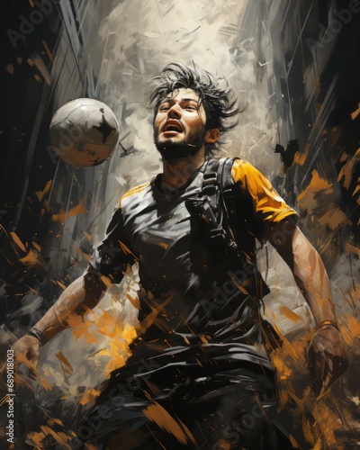 soccer players are trying to catch a ball in the rain, in the style of joel rea, seapunk, dark white and yellow, voigtlander bessa r2m, dan dos santos, dusty piles, majismo photo