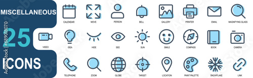 icon set miscellaneous. lineal color vector icon set