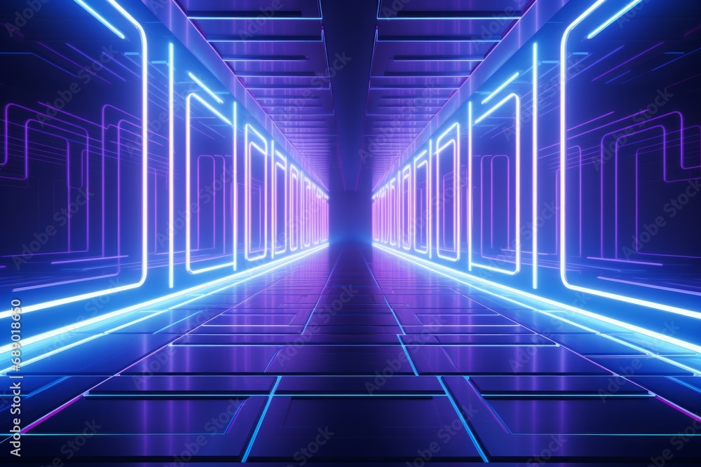 Futuristic hallway. Synthwave Futuristic hallway. Synthwave
