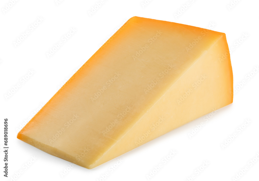 hard dutch gouda cheese isolated on white background.
