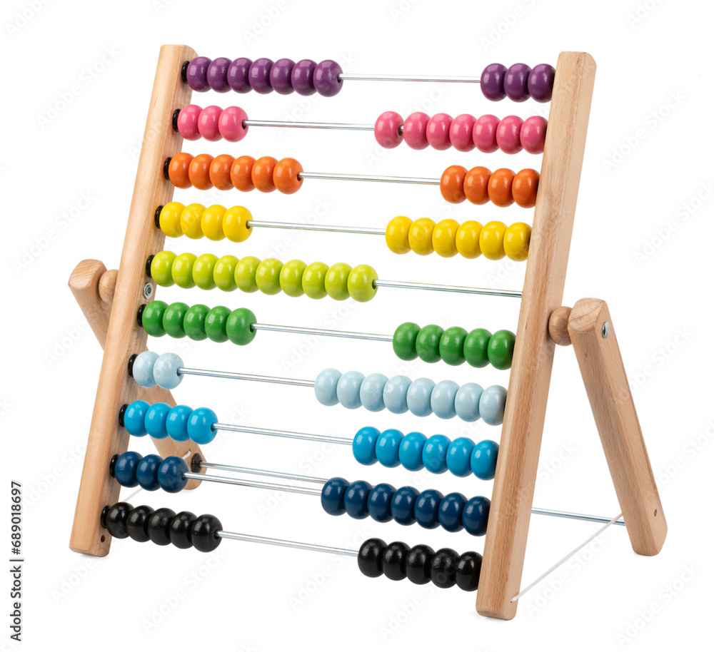 colored children's wooden abacus isolated on white background. colored children's wooden abacus isolated on white background.