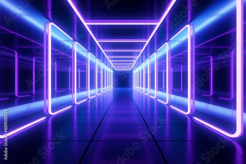 Futuristic hallway. Synthwave 