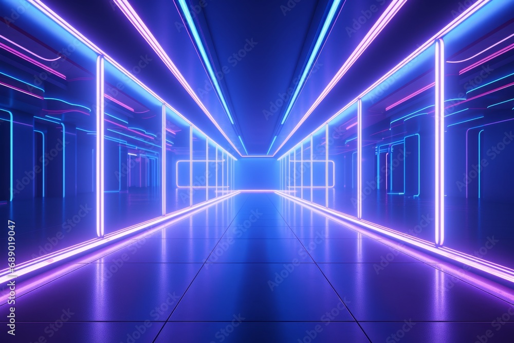 Futuristic hallway. Synthwave Futuristic hallway. Synthwave