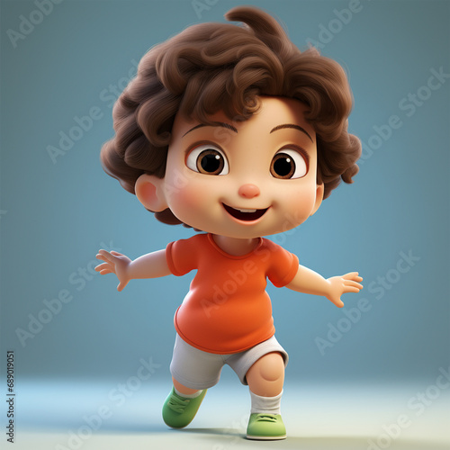 3D Cartoon baby full body photo with cute smiling
