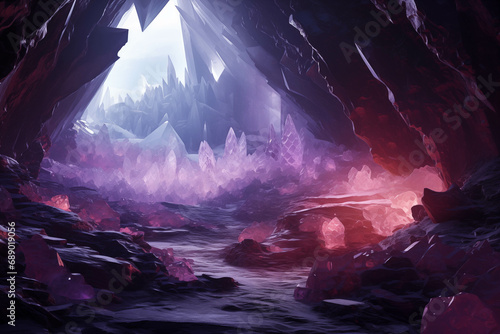 A Stunning Cave Filled with Vibrant Purple Rocks Created With Generative AI Technology Tabelle1!A1