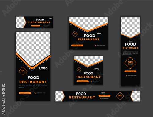 Vector set of corporate food web banners templates of standard size