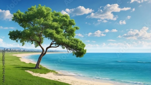 beach with palm tree © sana