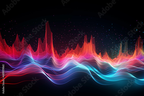 Colorful Light Wave on Black Background Created With Generative AI Technology Generative AI. Created with generative AI technology