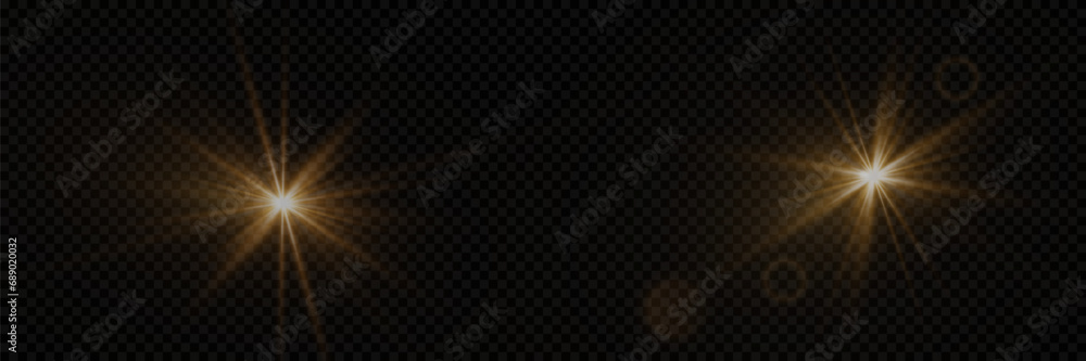 Flare light effect. Glare of stars with rays of light explosion on a black background.