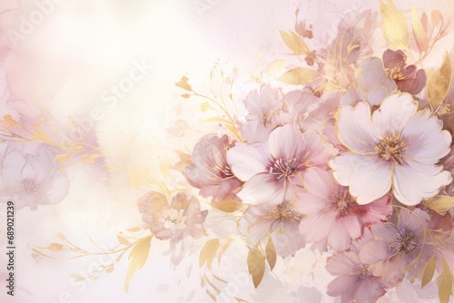 Floral pink tones background. Water color illustration © Kanachi Graphics