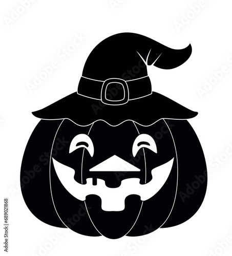 pumpkin with a terrifying face and a head