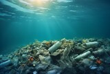 Water waste and garbage covered the ocean