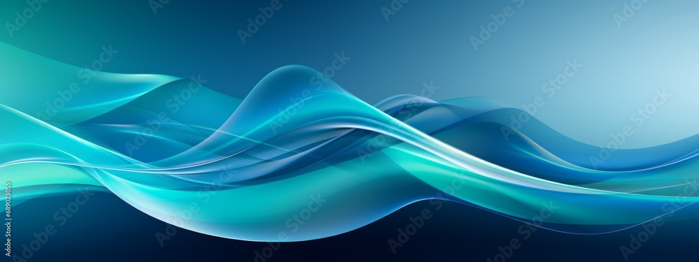Obraz premium Blue background has two swirled shapes, high horizon lines, chemical reactions. Banner