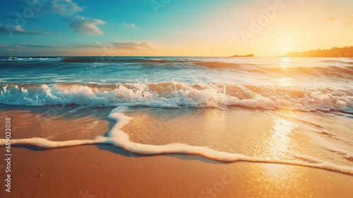 Blue With Sea Sand - Beach Summer Defocused Background With Glittering Of Sunlights © Huong