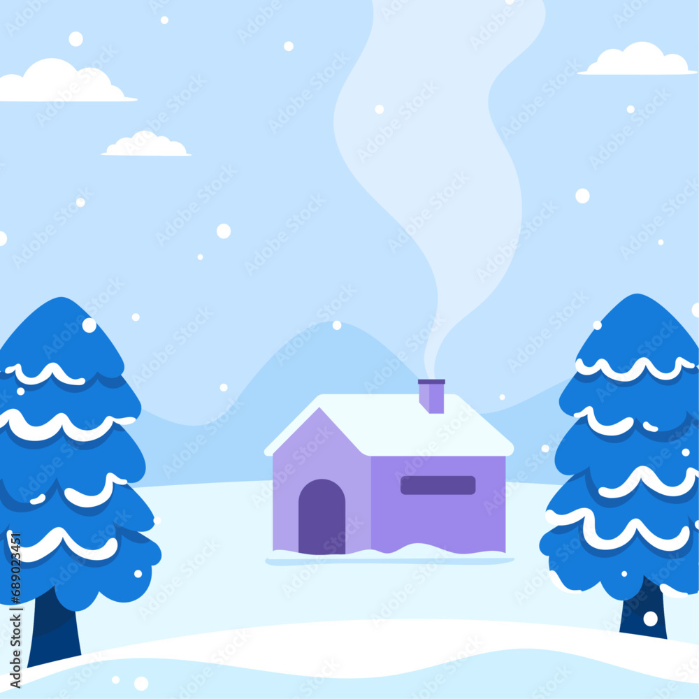 Flat winter season square background Flat winter season square background