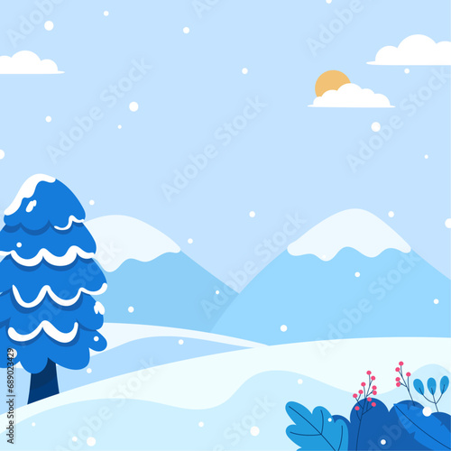 Flat winter season square background