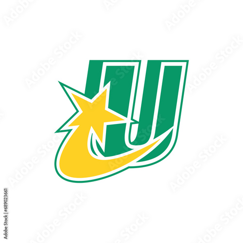 U letter logo vector design with stars and vintage style that you can use for t-shirt designs or for your business identity logo