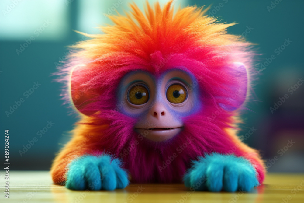 3d character of a cute monkey in children's style