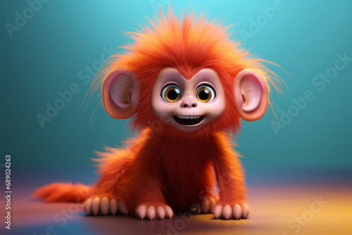 3d character of a cute monkey in children s style