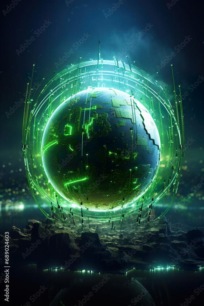 Obraz premium The Green Earth. Generative Ai